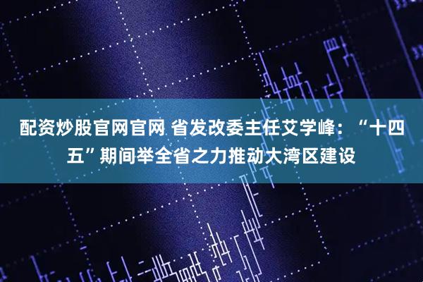配资炒股官网官网 省发改委主任艾学峰：“十四五”期间举全省之力推动大湾区建设